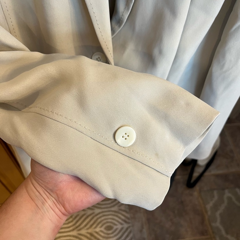 Valerie Stevens 100% Silk Vintage Blazer with Shoulder Pads - Tan - Picture 5 of 5